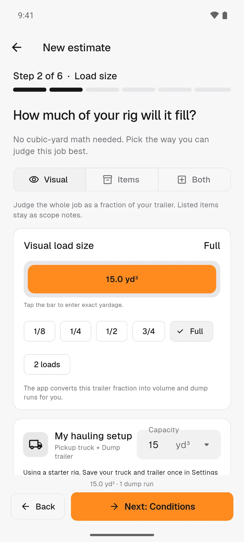 Choosing a full trailer load in HaulPricer